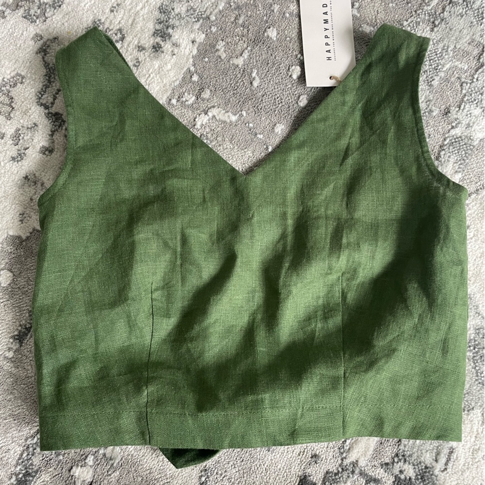 Happy made linen green tank - size extra small